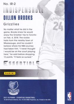 2017-18 Panini Essentials - Indispensable Rookies #IR-2 Dillon Brooks Back