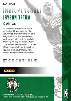2017-18 Panini Essentials - Indispensable Rookies #IR-8 Jayson Tatum Back