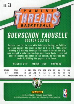 2017-18 Panini Threads #63 Guerschon Yabusele Back