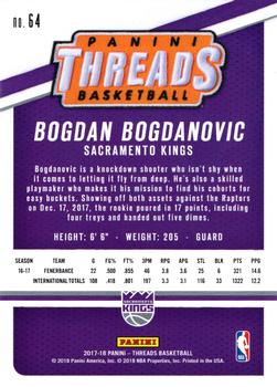 2017-18 Panini Threads #64 Bogdan Bogdanovic Back