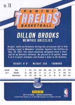2017-18 Panini Threads #70 Dillon Brooks Back