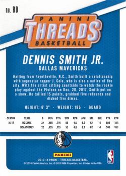 2017-18 Panini Threads #80 Dennis Smith Jr. Back