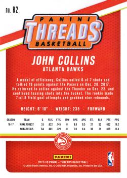 2017-18 Panini Threads #82 John Collins Back