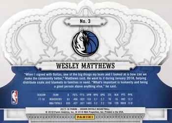 2017-18 Panini Crown Royale #3 Wesley Matthews Back