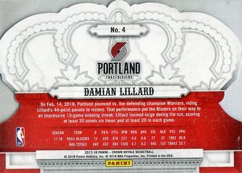 2017-18 Panini Crown Royale #4 Damian Lillard Back
