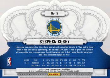 2017-18 Panini Crown Royale #5 Stephen Curry Back