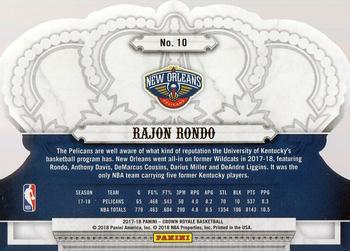 2017-18 Panini Crown Royale #10 Rajon Rondo Back