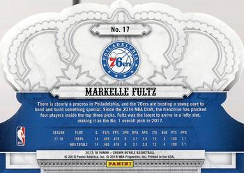 2017-18 Panini Crown Royale #17 Markelle Fultz Back