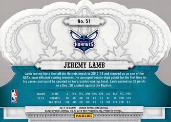 2017-18 Panini Crown Royale #51 Jeremy Lamb Back