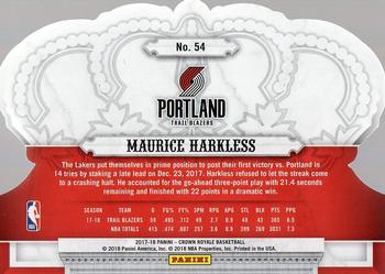 2017-18 Panini Crown Royale #54 Maurice Harkless Back