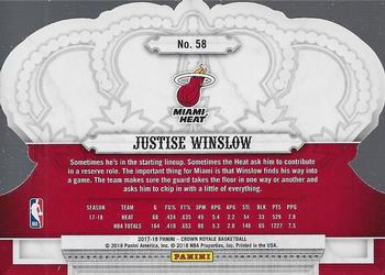 2017-18 Panini Crown Royale #58 Justise Winslow Back