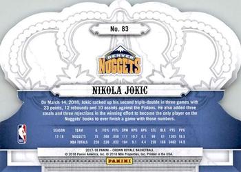 2017-18 Panini Crown Royale #83 Nikola Jokic Back