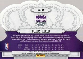 2017-18 Panini Crown Royale #94 Buddy Hield Back