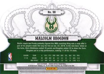 2017-18 Panini Crown Royale #98 Malcolm Brogdon Back