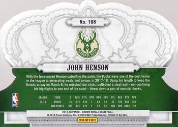 2017-18 Panini Crown Royale #108 John Henson Back