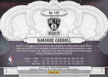 2017-18 Panini Crown Royale #129 DeMarre Carroll Back
