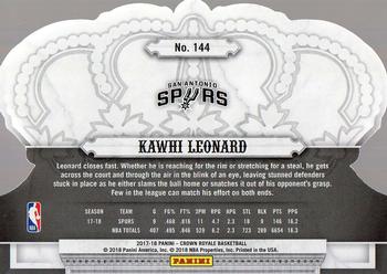 2017-18 Panini Crown Royale #144 Kawhi Leonard Back
