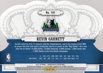 2017-18 Panini Crown Royale #191 Kevin Garnett Back