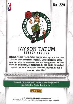 2017-18 Panini Crown Royale #229 Jayson Tatum Back
