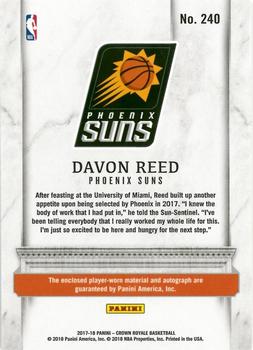 2017-18 Panini Crown Royale #240 Davon Reed Back