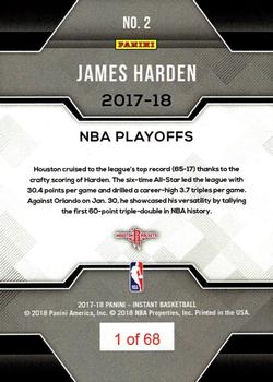 2017-18 Panini Instant NBA Playoffs #2 James Harden Back