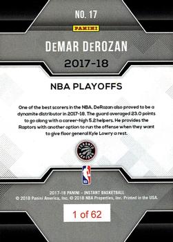 2017-18 Panini Instant NBA Playoffs #17 DeMar DeRozan Back