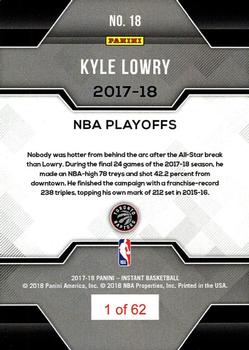 2017-18 Panini Instant NBA Playoffs #18 Kyle Lowry Back