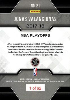 2017-18 Panini Instant NBA Playoffs #21 Jonas Valanciunas Back