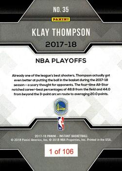 2017-18 Panini Instant NBA Playoffs #35 Klay Thompson Back