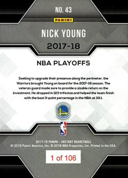 2017-18 Panini Instant NBA Playoffs #43 Nick Young Back