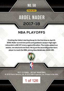 2017-18 Panini Instant NBA Playoffs #58 Abdel Nader Back