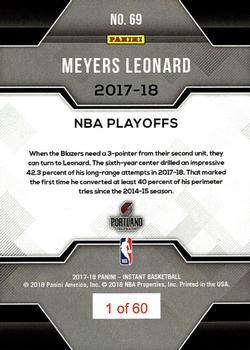 2017-18 Panini Instant NBA Playoffs #69 Meyers Leonard Back