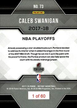 2017-18 Panini Instant NBA Playoffs #73 Caleb Swanigan Back