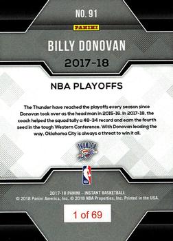 2017-18 Panini Instant NBA Playoffs #91 Billy Donovan Back