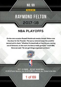 2017-18 Panini Instant NBA Playoffs #99 Raymond Felton Back