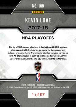 2017-18 Panini Instant NBA Playoffs #108 Kevin Love Back