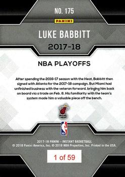 2017-18 Panini Instant NBA Playoffs #175 Luke Babbitt Back