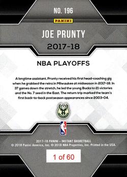 2017-18 Panini Instant NBA Playoffs #196 Joe Prunty Back