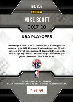 2017-18 Panini Instant NBA Playoffs #232 Mike Scott Back