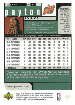 1998-99 UD Choice Preview #135 Gary Payton Back