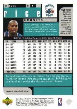 1998-99 UD Choice Preview #14 Glen Rice Back