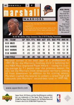 1998-99 UD Choice Preview #48 Donyell Marshall Back