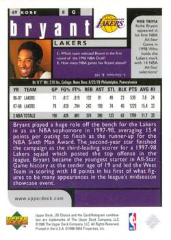 1998-99 UD Choice Preview #69 Kobe Bryant Back