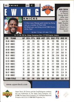 1998-99 UD Choice Preview #95 Patrick Ewing Back