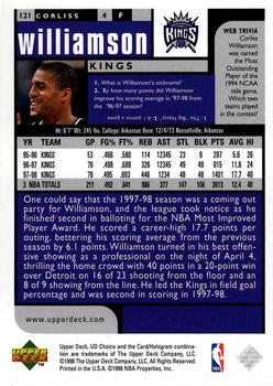 1998-99 UD Choice Preview #121 Corliss Williamson Back