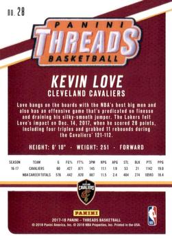 2017-18 Panini Threads - Dazzle #28 Kevin Love Back