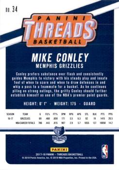 2017-18 Panini Threads - Dazzle #34 Mike Conley Back