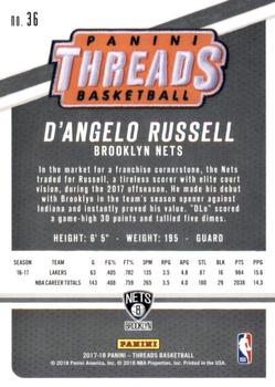 2017-18 Panini Threads - Dazzle #36 D'Angelo Russell Back
