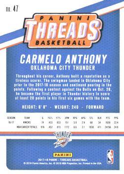 2017-18 Panini Threads - Dazzle #47 Carmelo Anthony Back