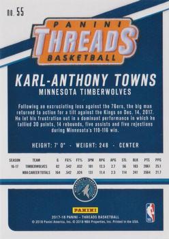 2017-18 Panini Threads - Dazzle #55 Karl-Anthony Towns Back